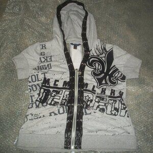 womens DEREON hoodie.Sexy lace-up look. Leather trim.Size large